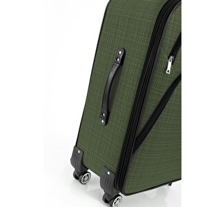 3'lü Valiz Seti 4 Teker Kumaş Valiz Haki 1081