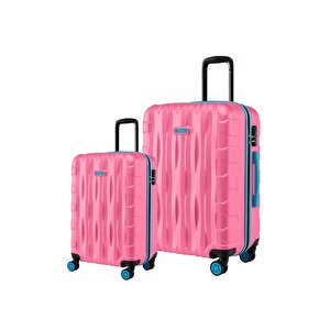 2'li Valiz Seti Büyük Boy - Kabin Boy Pembe 1167