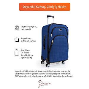 Orta Boy 4 Teker Kumaş Valiz Saks Mavi 1081