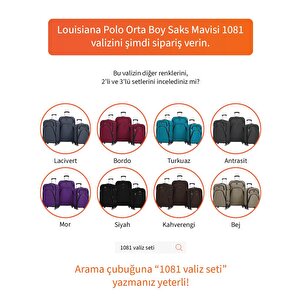 Orta Boy 4 Teker Kumaş Valiz Saks Mavi 1081