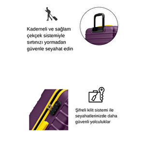 3'lü Valiz Seti Büyük Boy - Orta Boy - Kabin Boy Mor 1168