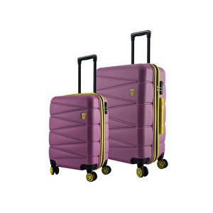 Büyük Ve Kabin Boy 2'li Valiz Seti  4x2 Teker Pembe 1164