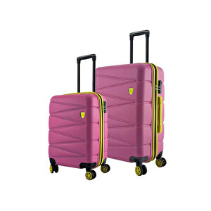 Büyük Ve Kabin Boy 2'li Valiz Seti  4x2 Teker Pembe 1164