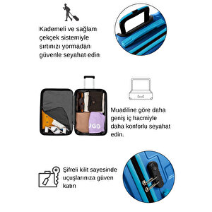 2'li Valiz Seti Orta Boy - Kabin Boy Mavi 1167