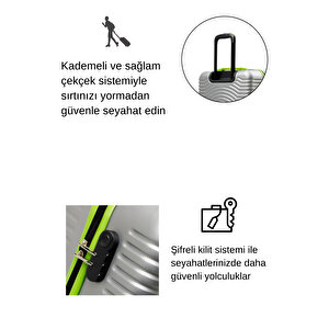 3'lü Valiz Seti Büyük Boy - Orta Boy - Kabin Boy Gri 1169