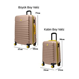 2'li Valiz Seti Büyük Boy - Kabin Boy Altın 1168