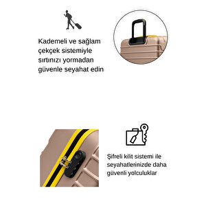 2'li Valiz Seti Büyük Boy - Kabin Boy Altın 1168
