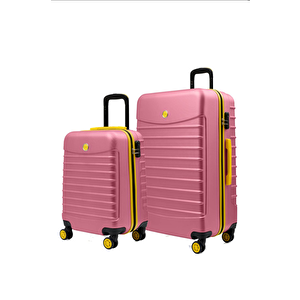 2'li Valiz Seti Büyük Boy - Kabin Boy Pembe 1168
