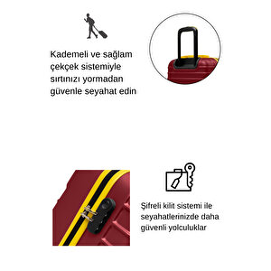 2'li Valiz Seti Büyük Boy - Kabin Boy Bordo 1168
