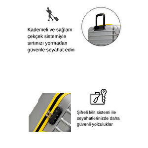 3'lü Valiz Seti Büyük Boy - Orta Boy - Kabin Boy Gri 1168