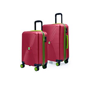 2'li Valiz Seti Orta Boy - Kabin Boy Bordo 1169