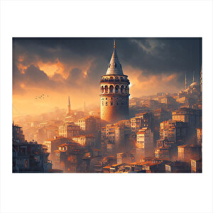 Galata Kulesi Tasarım Ahşap Tablo 25cmx 35cm 25x35 cm