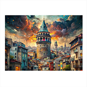 Galata Kulesi Desenli Mdf Tablo 25cmx 35cm 25x35 cm