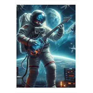 Gitar Çalan Astronot Tasarım Mdf Tablo 35cm X50cm 35x50 cm