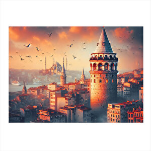 Galata Kulesi Tasarım Ahşap Tablo 35cm X50cm 35x50 cm