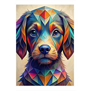 Renkli Yavru Köpek Modern Mdf Tablo 35cm X50cm 35x50 cm