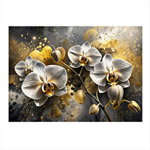 Beyaz Orkideler Tasarım Mdf Tablo 35cm X50cm