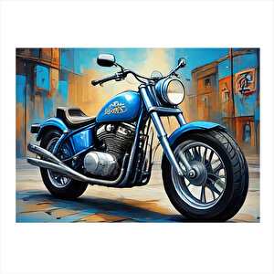 Mavi Chopper Motosiklet Art Mdf Poster 35cm X50cm