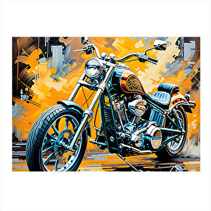 Chopper Motosiklet Desenli Ahşap Tablo 25cmx 35cm 25x35 cm