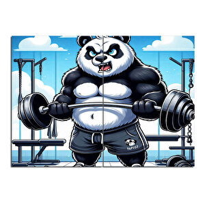 Spor Yapan Panda  Mdf Poster 70cmx 100cm 70x100 cm