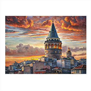 Galata Kulesi Hediyelik Ahşap Tablo 35cm X50cm 35x50 cm