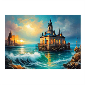 Deniz Evi Manzarası Model Mdf Tablo 25cmx 35cm 25x35 cm