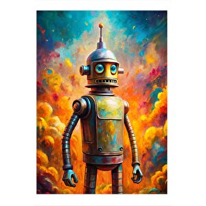 Sevimli Robot Desenli Mdf Tablo 35cm X50cm 35x50 cm