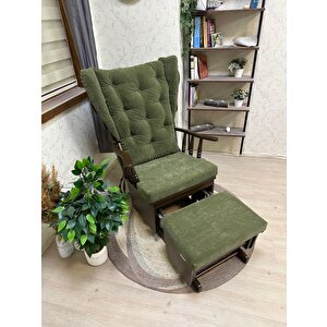 Mama Puflu Ceviz Yeşil Minderli Sallanan Sandalye Emzirme Koltuğu Yeşil
