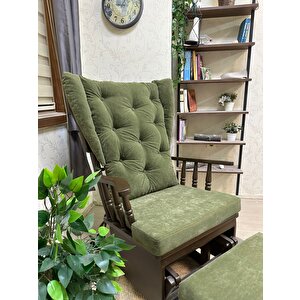 Mama Puflu Ceviz Yeşil Minderli Sallanan Sandalye Emzirme Koltuğu Yeşil