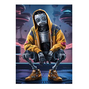 Sevimli Robot Art Mdf Poster 25cmx 35cm 25x35 cm