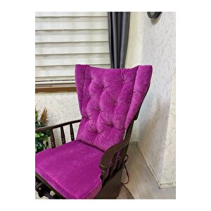 Asedia Mama Puflu Ceviz Fuşya Minderli Sallanan Sandalye Emzirme Koltuğu