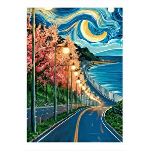 Yol Manzarası Hediyelik Ahşap Tablo 35cm X50cm 35x50 cm