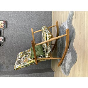Trend Naturel Yeşil Retro Sallanan Sandalye Dinlenme Emzirme Baba Tv Okuma Koltuğu Berjer Yeşil Beyaz Çiçekli