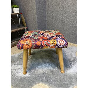 Trend Naturel Retro Puf Ayak Ucu Pufu Makyaj Koltuğu Ahşap Tabure
