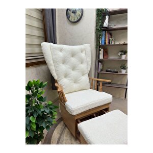 Asedia Mama Puflu Naturel Teddy Krem Minderli Puflu Sallanan Sandalye Emzirme Koltuğu