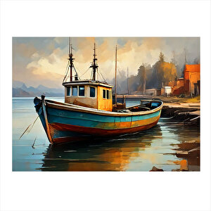 Balıkçı Teknesi Model Mdf Tablo 25cmx 35cm 25x35 cm