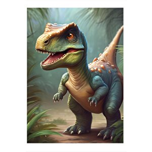 Sevimli Dinozor Art Mdf Poster 35cm X50cm 35x50 cm