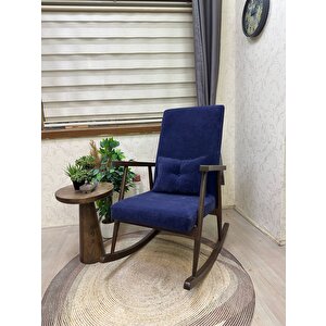 Trend Ceviz Lacivert Sallanan Sandalye Dinlenme Emzirme Baba Tv Okuma Koltuğu Berjer