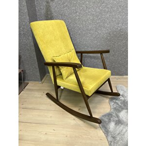 Trend Ceviz Sarı Sallanan Sandalye Dinlenme Emzirme Baba Tv Okuma Koltuğu Berjer Sarı