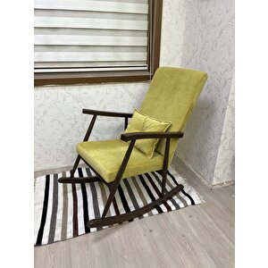 Trend Ceviz Sarı Sallanan Sandalye Dinlenme Emzirme Baba Tv Okuma Koltuğu Berjer Sarı