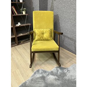 Trend Ceviz Sarı Sallanan Sandalye Dinlenme Emzirme Baba Tv Okuma Koltuğu Berjer Sarı