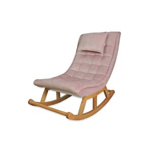 Miskin Naturel Pembe Puf Ayak Ucu Puf Makyaj Koltuğu Ahşap Tabure