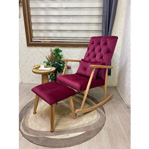 Trend Naturel Bordo Kapitoneli Sallanan Sandalye Dinlenme Emzirme Baba Tv Okuma Koltuğu Berjer Bordo