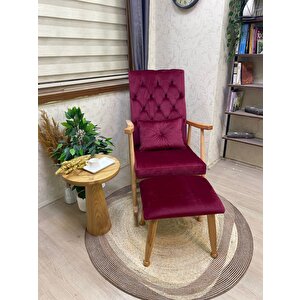 Trend Naturel Bordo Kapitoneli Sallanan Sandalye Dinlenme Emzirme Baba Tv Okuma Koltuğu Berjer Bordo