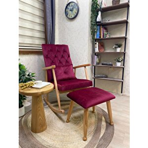Trend Naturel Bordo Kapitoneli Sallanan Sandalye Dinlenme Emzirme Baba Tv Okuma Koltuğu Berjer