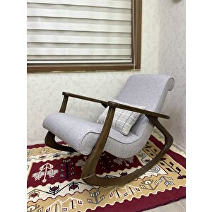 Ekol Ceviz Taş Rengi Sallanan Sandalye Modern Dinlenme Emzirme Baba Tv Okuma Koltuğu Berjer Taş Gri