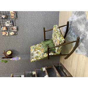 Trend Ceviz Yeşil Retro Sallanan Sandalye Dinlenme Emzirme Baba Tv Okuma Koltuğu Berjer