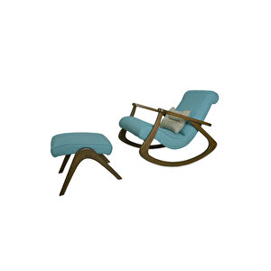 Ekol Ceviz Mavi Sallanan Sandalye Modern Dinlenme Emzirme Baba Tv Okuma Koltuğu Berjer Mavi