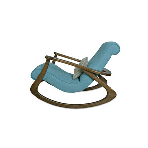 Ekol Ceviz Mavi Sallanan Sandalye Modern Dinlenme Emzirme Baba Tv Okuma Koltuğu Berjer Mavi