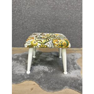Trend Lake Yeşil Retro Puf Ayak Ucu Puf Makyaj Koltuğu Ahşap Tabure Yeşil